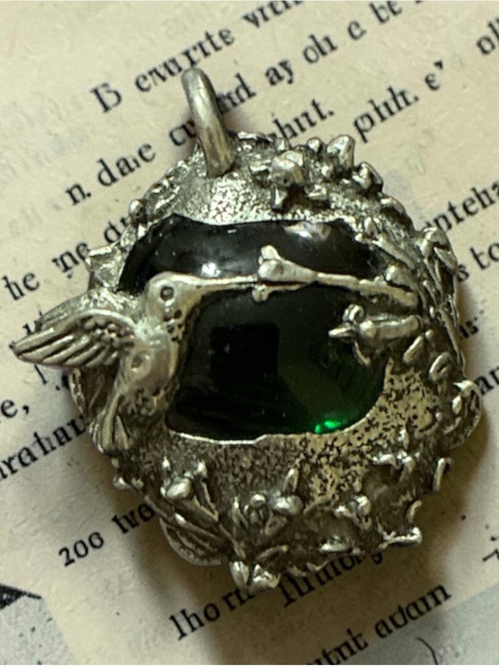 Wheeler Pewter Green Hummingbird Necklace Pendant